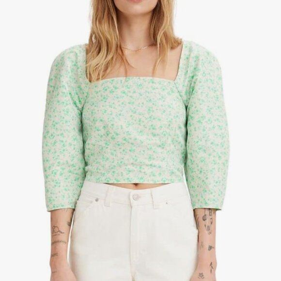 Levi's Tops - Levi's Yvie women's ong sleeve green crop blouse size xs festival boho hippie